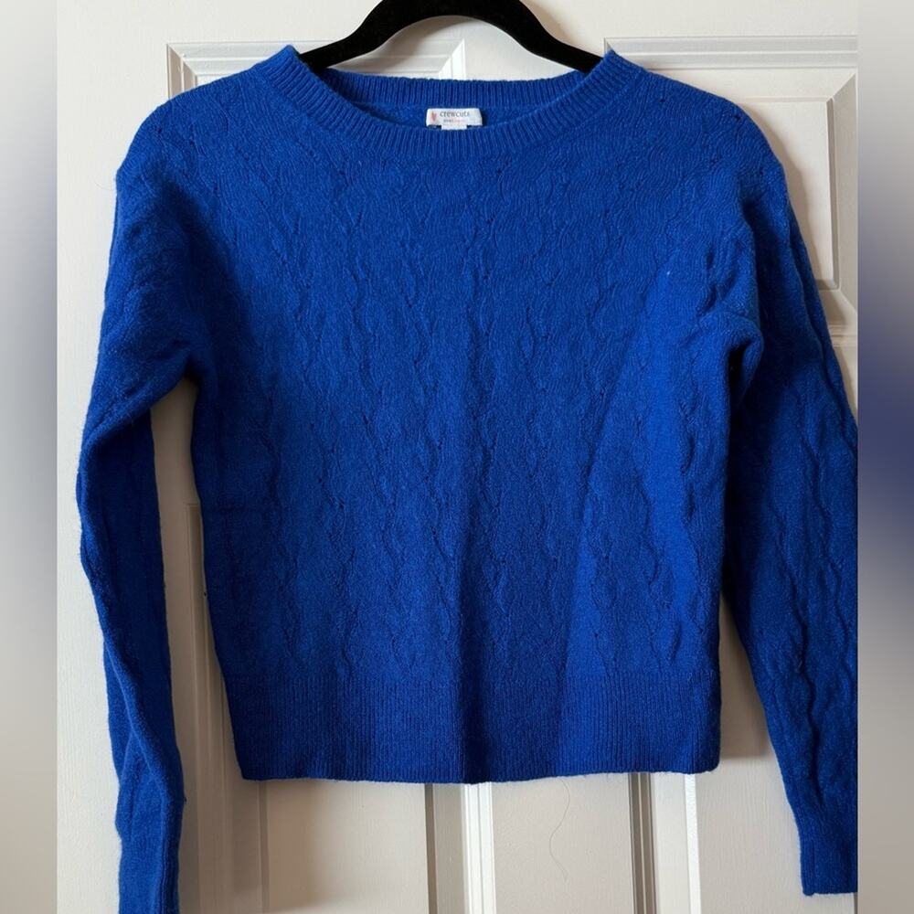J CrewCuts Blue Cable Knit Girl’s  Wool Sweater Size 10-11